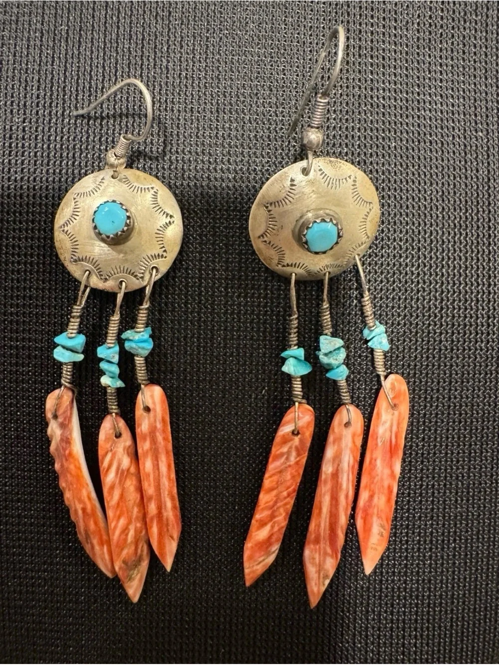 Turquoise and Spiny Oyster Shell Earrings